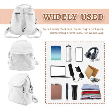 LäSsige Schul Tasche für Damen Aus Weichem Leder Rucksack Aus Gewaschenem Leder MäDchen Reisen Kleine Schul Tasche Weiß