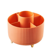 Desk Pencil Pen Holder 360 Rotating Pencil Organizers for Desk Storage Stationery Supplies Organizer Pencil Cup- Orange