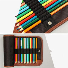 24 Slot Pencil Roll Case Pen Curtain Pencil Bag Makeup Wrap Holder Storage Pouch Thick Canvas Stationery Organizer