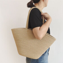 Modische Retro-Tasche Aus Gewebtem Stroh Aus Baumwollseil mit KapazitäT, High-End-Sense-Tragetasche für Damen für Reisen, Urlaub, Einkaufen, Party