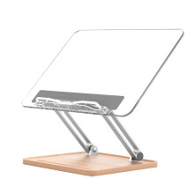 Adjustable Acrylic Book Stand for Reading, Book Holder with Pen Slot, Foldable Desktop Riser for Laptop Recipe Textbook