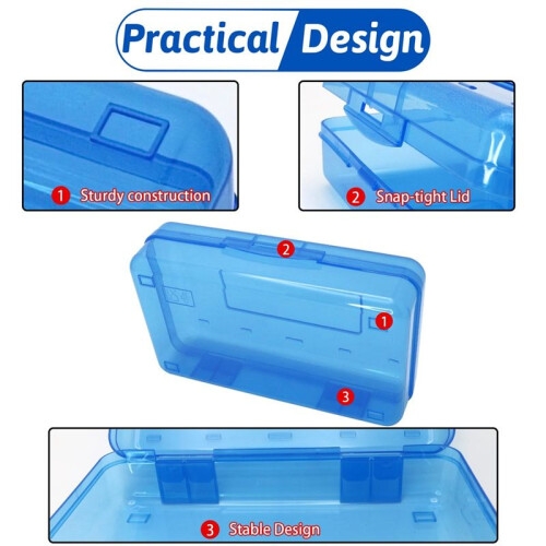 6 Pack Plastic Pencil Boxes Case Bulk Assorted Colors Capacity Pencil Box Clear Pencil Case with Lid Snap Closure 1