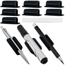 Pen Holder Set of 10 Adhesive Silicone Pen Holder for Desk and Other Surfaces with 10 Extra Paste Pads Black