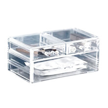 Clear Makeup Organizer with 3 Drawers and Removable of Top Lipstick Holders Enhance Your Vanity, Bathroom,Dresser