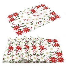Tischsets-Set mit 6 Bestickten Weihnachtssternen und Stechpalmenmotiven, 11 X 17 Zoll Weihnachtstischdekoration