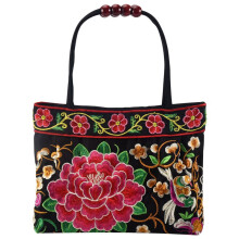 Kinesisk Stil DamhandväSkor Broderi Etnisk Sommar Handgjorda Blommor DamväSkor AxelväSkor -Body (Red Peony)