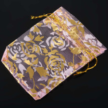 100 Pc 7X9 cm Rose Organza Cordon Cadeau Bijoux Sacs Pochettes de Mariage Partie de NoëL Cadeaux Sacs Rose