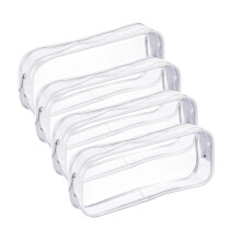 4 Pieces Clear PVC Zipper Pen Pencil Case, Capacity Pencil Bag Makeup Pouch with Zipper for School Office Stationery(White)