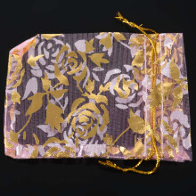 100Pc 7x9cm Rose Organza Drawstring Gift Jewelry Bags Pouches Wedding Xmas Party Gifts Bags