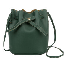 Damentasche Pu Ledertasche Messenger Umhängetasche Einfarbige Eimer Handtasche Damenhandtasche Dunkelgrün