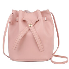 Damentasche Pu Leder Umhängetasche Umhängetasche Umhängetasche Einfarbige Eimer Handtasche Damenhandtasche Rosa