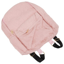 Women Soft Faux Fur Plush Backpack Shoulder Bag Fluffy School Bag with Heart Pendant ()