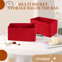 Red Home Storage Bag Purse Organizer Insert Bag Makeup Organizer Inner Purse Portable Cosmetic Bags Storage Tote