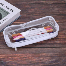 4 Pieces Clear PVC Zipper Pen Pencil Case, Capacity Pencil Bag Makeup Pouch with Zipper for School Office Stationery(White)