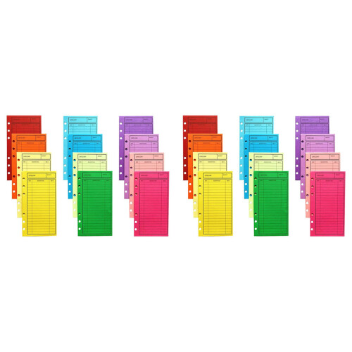 24 Budget Envelopes, Card Cash Envelope System, Save Money, Various Colors, Vertical Layout and Perforation