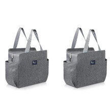 2X Sac à Lunch Isolé avec Deux Poches Latérales Sac Fourre-Tout Thermique à Lunch Femmes Hommes Adultes Capacité pour Le Travail Bureau de