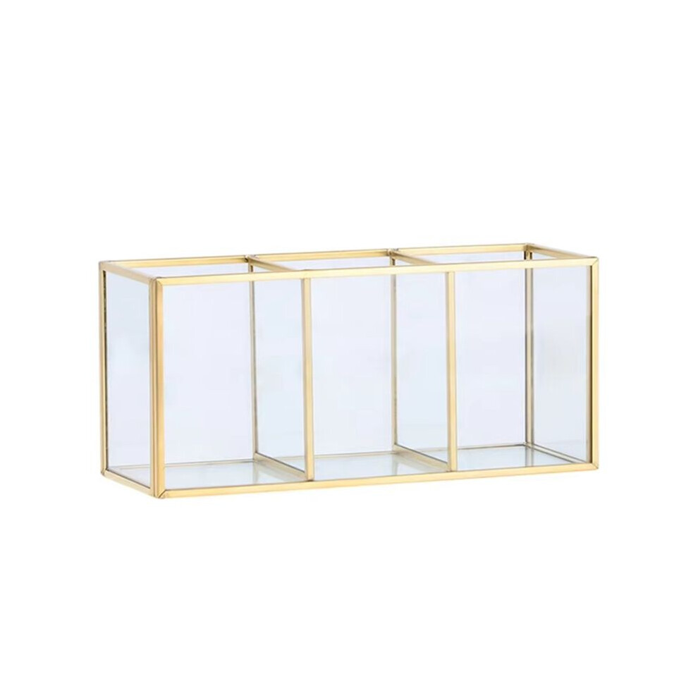 Gold Transparent Glassmakeup Brush Storage Box Cosmetics Container Ring Pencil Lipstick Holder Make Brushes Organizer