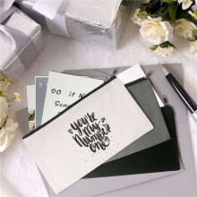 5X Canvas Zip-Väskor Canvas Pencil Pouch Canvas Makeup-Väskor Blank Canvas Pennfodral DIY -Väskor Kosmetisk PåSe Makeup-Väska