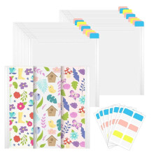 Paper Storage Organizer Clear Plastic Sleeves with 120 Pcs Sticky Tabs Storage Folder Holder Without Closure for Photos