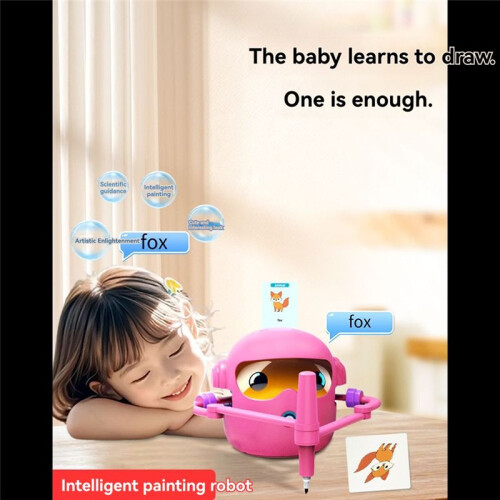 Interactive Educational Drawing Robot for Kids Learning Toy with 100 Word Cards, Voice Interaction, 2