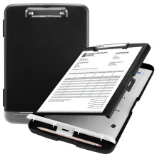 Caixa Arquivo A4 À Prova D'Água com Compartimento para Caneta, Pasta Plástico para Mesa, Armazenamento Arquivos Dados com Clipe para Quadro