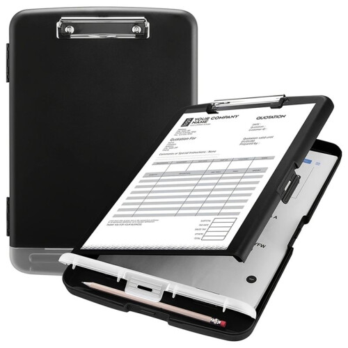 Large A4 Waterproof File Box with Pen Slot Desktop Plastic Folder Data File Storage with Writing Board Clip for Office