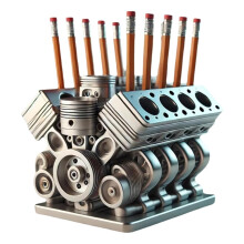 Pen Holder with V-8 Engine, V-8 Engine Pen Holder for Desk, Vx6 Engine Pencil Hold for Men Boy Office Accessories B