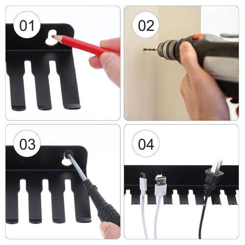 2 Pieces Wall Mountable Cable Hangers, Cable Rack with 19 Cable Slots, Music Cable Organizer, Hanging Cable Organizer 1