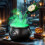 Halloween Decorations Indoor - Cauldron Halloween Decor with Magic Floating Potion Bottles and Diffuser for Spooky A 6
