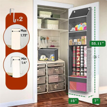 Over Door Wrapping Paper Organizer Storage with 3 Removable Drawers & Side Pockets - Dual Use Design with Elastic Straps