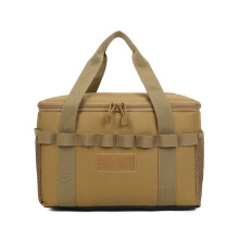 Outdoor Camping Storage Bag Tote Bag Camping Portable Multifunctional Picnic Cookware Storage Bag Khaki