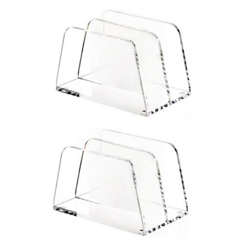 Acrylic Mail Letter File Holder Folder Organizer for Desk, 2 Sections Clear Countertop Small Document Notebook Organizer