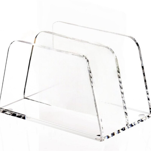 Acrylic Mail Letter File Holder Folder Organizer for Desk, 2 Sections Clear Countertop Small Document Notebook Organizer 2