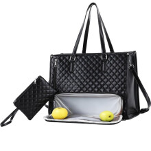 Tote Bag, 2025 Upgraded 3 in 1 Tote Bag for Lunch, 15.6 Inch Laptop with Insulated Luncheon Compartment A