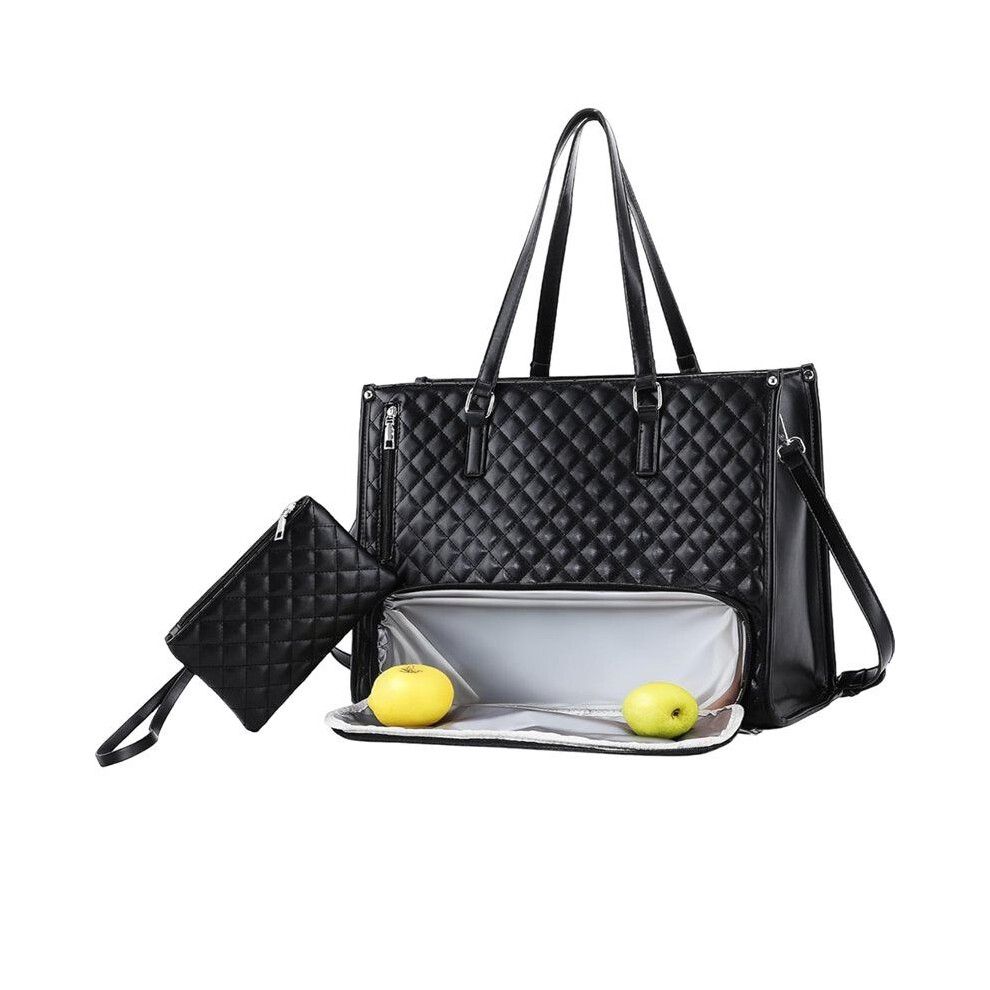 Tauoh Tote Bag, 2025 Upgraded 3 In 1 Tote Bag For Lunch, 15.6 Inch Laptop With Insulated Luncheon Compartment A