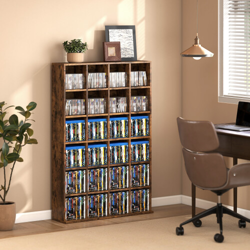 Homcom HOMCOM DVD CD Media Storage Rack, Video Display Unit, Rustic Brown