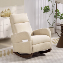 HOMCOM Modern High Back Corduroy Leisure Rocking Chair for Nursery, Beige