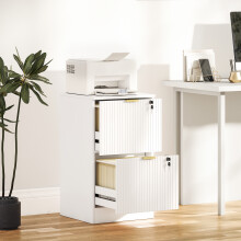 Filing Cabinet, File Cabinet with 2 Lockable Drawers and Hanging Rails