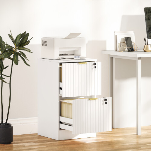 Homcom Filing Cabinet, File Cabinet with 2 Lockable Drawers and Hanging Rails