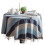 Nappe Ronde Rustique en Coton et Lin à Rayures avec Pompons, Très Résistante. 1