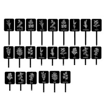 24Pcs Acrylic Plant Label Signs 12 Styles Garden Markers Plant Stake Tags Black Waterproof Tags with Names