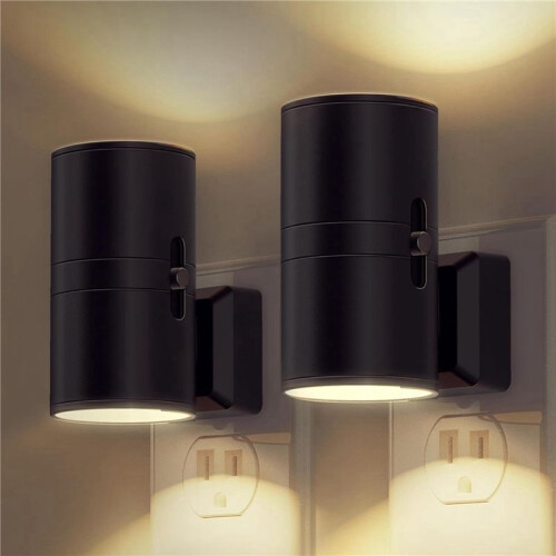 Night Light, Modern Night Lights Plug , Dusk to Dawn Sensor, Soft White 3000K, 0-100LM Adjustable Brightness, EU Plug 1