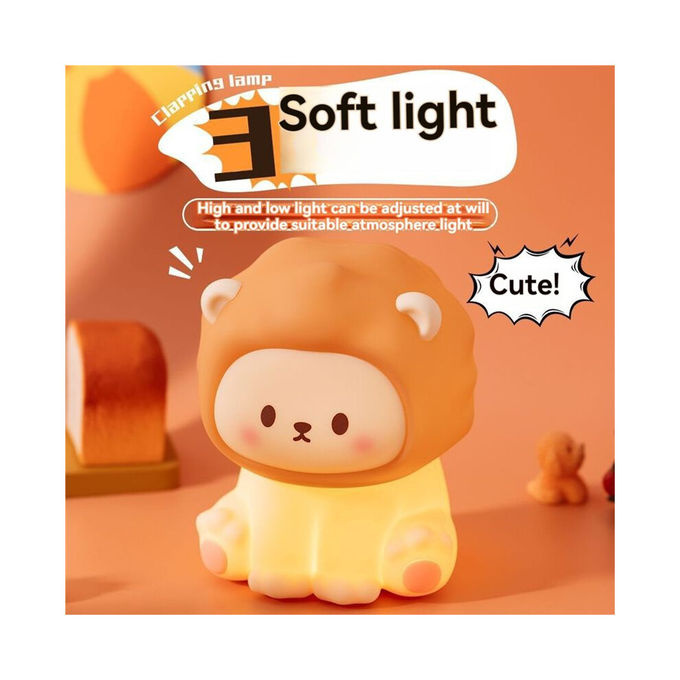 Lion Night Light Soft Lighting Lamp Rechargeable Bedroom Bedside Sleep Patting Lovely Baby Feeding Eye Care Lamp