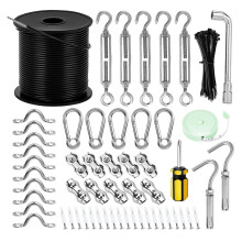 String Light Hanging Kit,Outdoor Light Wire, Light String Hanging Kit,200FT Coated Stainless Steel 304 Cord Cable
