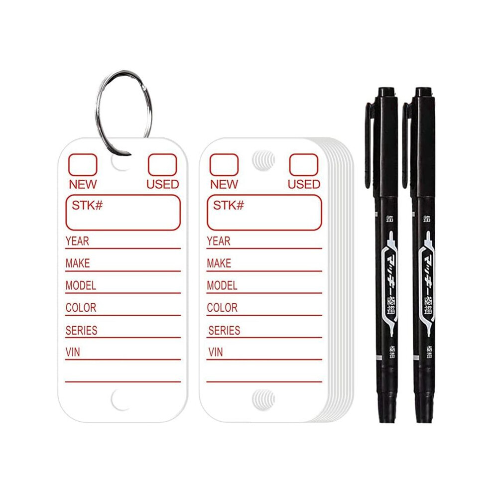Pvc Tags With Labels And Rings, Car Key Tags For Organization, Identifiers, And Luggage Tags With Markers 200Pcs White 4712129061348