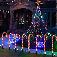 5 Pezzi Luminosi da 14 Pollici A Forma di Bastoncino di Zucchero di Natale, Luci per Vialetti di Natale All'Aperto con Luci Bianche Calde per il