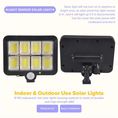 2Pc 2000 Lumen 160 LEDs Solar Wall Lights IP65 Waterproof Wired Motion Sensor Security Flood Light 360 Degree Adjustable 2