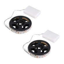 2X RGB Flexible LED Light Strip Waterproof IP65 15LEDs DC5V with Controller Battery-Powered, LED Tape(0.5M)