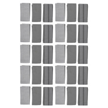 Klassische Küchentücher,  Natürliche Baumwolle,Maschinenwäsche, 18 x 25 Zoll, 30Er Pack, Weiß mit Grauem Streifen