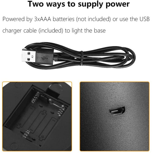 20 Pack 3D Night LED Light Lamp Base + Remote Control + USB Cable, 16 Colors Light Show Display Stand for Acrylic Black
